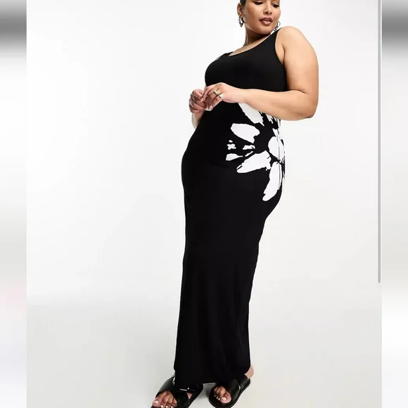 NWOT ASOS Curve Scoop neck Maxi Dress with Floral Print - Picture 1 of 3